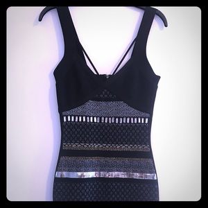 COPY - Marciano hand embroidered mini dress bandage black